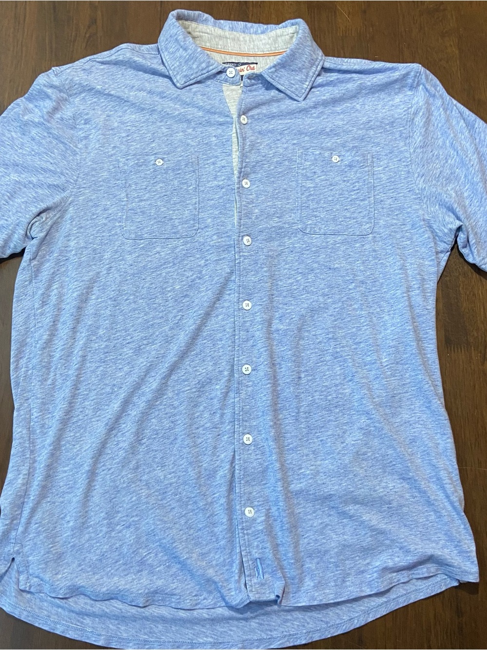 johnnie-O Hangin Out Shirt Mens Large Blue Heather Short Sleeve Button Front